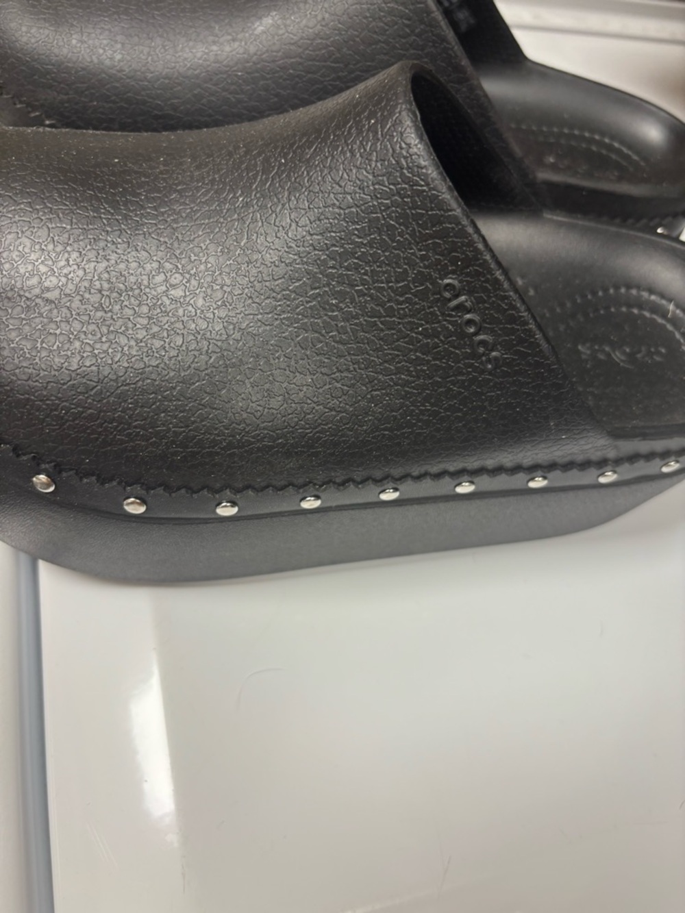Crocs Dylan Black Platform Clog with Stud Detail Sz 7